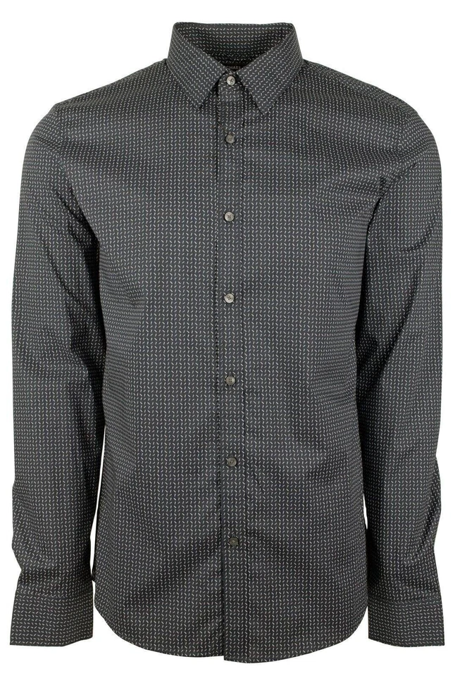 Camisa Michael Kors Para Hombre Calce Ajustado Líneas Geométricas Mangas Largas Foto 1 de 4