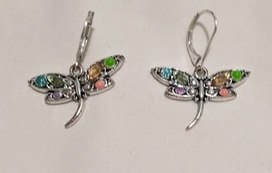Orecchini pendenti goccia DRAGONFLY con pietre multicolori - Foto 1 di 5