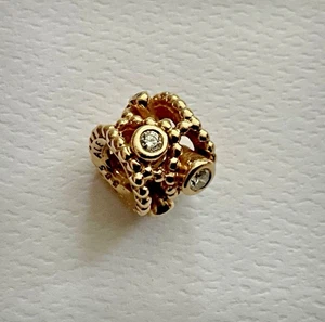 Authentic Pandora 25th Anniversary 14k Yellow Gold 0.25ctw Diamond Charm 750416D - Picture 1 of 11