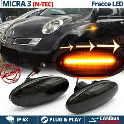 Frecce LED Sequenziali per Nissan Micra 3 N-TEC DINAMICHE Nere CANBUS Omologate - Immagine 1 di 4