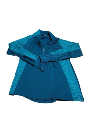 Suéter de lã Danskin Now feminino verde manga longa 1/4 zíper tamanho grande 12-14 - Imagem 1 de 4