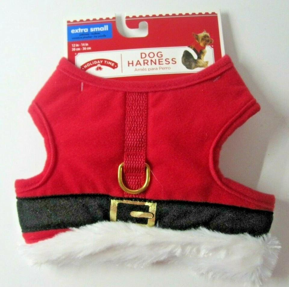 Dog Harness Holiday Red Santa White Fur Trim Christmas Size Extra Small New - Image 1 of 4