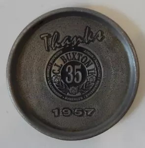 VINTAGE Zinn 35 Jahre Gedenk Untersetzer Mini Teller Schüssel 3" - Danke 1957 - Bild 1 von 5