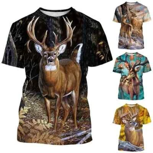 Top estivo uomo donna alce alce cervo caccia mimetico 3D all over oversize - Foto 1 di 37