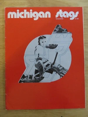 WHA MICHIGAN STAGS vs NEW ENGLAND WHALERS 11-17-74 Program TED GREEN NICK FOTIU - Image 1 of 2