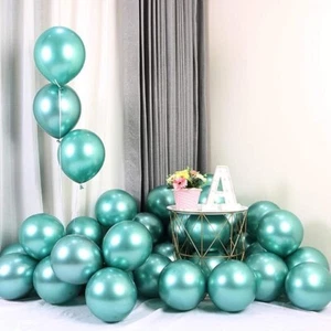 50 Green Metallic Balloons Chrome Shiny Latex 12 Thicken For Wedding Party Baby - Picture 1 of 5