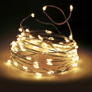 Silberdraht Micro Lichterkette 320 LED warmweiß Drahtlichterkette 32m für außen - Bild 1 von 2