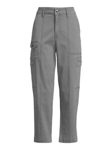 Time and Tru Women's Mid Rise Straight Utility Pants Size 8 Metal Night --X3-- - Picture 1 of 4