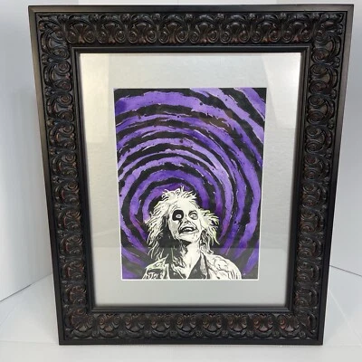 Beetlejuice Painting ORIGINAL Professionally Framed Watercolor - Image 1 of 4