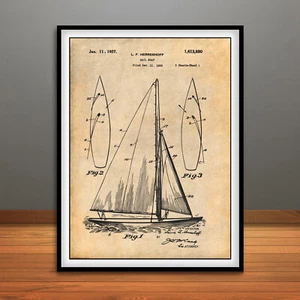 1927 Herreshoff Sailboat Patent Print Art Drawing Poster - Picture 1 of 5