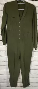 Anthropologie Women's Size 6 Green Long Sleeve Button Up Jumpsuit - Picture 1 of 9