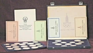 1980 MOSCOW OLYMPICS SET OF 28 .900 FINE SILVER COINS WITH CASE - Picture 1 of 8