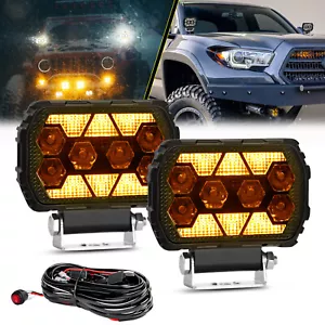 2x 4.5" LED Work Lights Driving White Amber Pods Off-Road Truck Pickup Boat+Wire - Picture 1 of 14