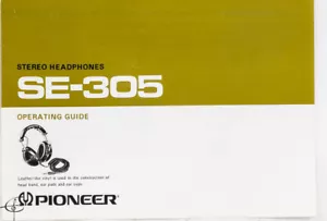 OEM Vintage Pioneer SE-305 Headphones Manual Operating Guide - Picture 1 of 3