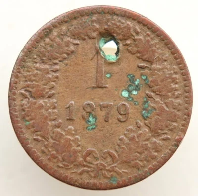 AUSTRIA 1 KREUZER 1879 COIN - Image 1 of 2