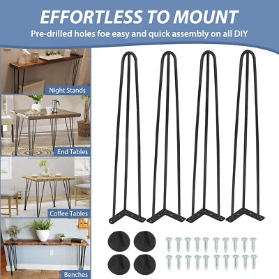 Mesa de centro 28" - 40" horquilla de metal patas barra de hierro negro juego de 3 varillas Foto 1 de 4