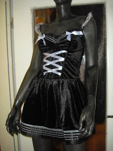 Dreamgirl Erwachsenen-Kostüm Dienstmädchen Gr. M 36/38 Samt Minikleid - Bild 1 von 8