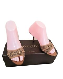 Gucci authentic vintage lady's kitten  heels Mules sandals sz eur35 C UK 2 or2.5