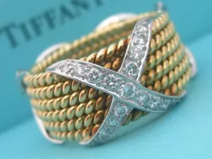 $12,000 TIFFANY & CO. SCHLUMBERGER 6 SIX ROW ROPE RING BAND 18K GOLD PLATINUM 5 - Picture 1 of 8