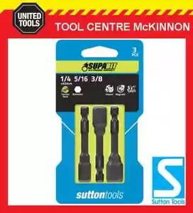 SUTTON IMPACT 3pce MAGNETIC HEX DRIVE NUTSETTER / TEK BIT SET – 1/4, 5/16 & 3/8" - Bild 1 von 2