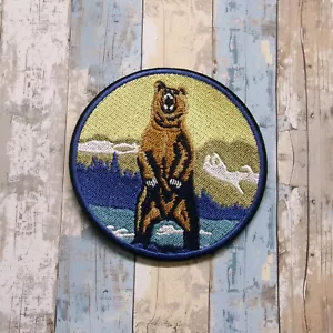 Grizzlybär Patch bestickt Bügelbild Applikation Braunbär Wildtier Abzeichen - Bild 1 von 16