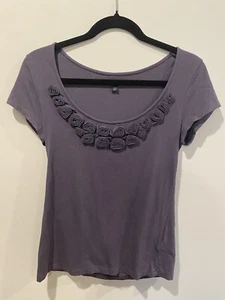 Banana Republic Top Womens XS Roses Stretch Travel Cotton Casual Minimalist - Picture 1 of 6