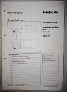 Einbauanleitung Webasto Calefacción Termo Top T Nissan Primera 2.0l Stand 1992 - Imagen 1 de 1