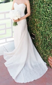 Tony Ward Column Wedding Dress w/ Slit and Detachable Skirt - Picture 1 of 7