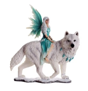 Companion Fairy Aneira with White Wolf Collectible Decorative Statue 8H - Picture 1 of 1