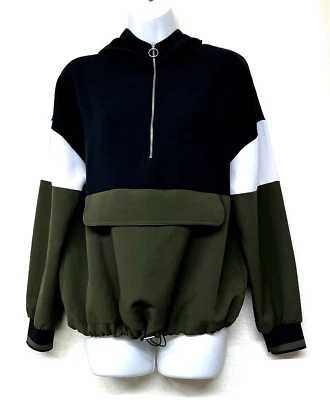 Женский пуловер Zara на молнии 1/2 с карманом толстовка с капюшоном размер M - Изображение 1 из 4