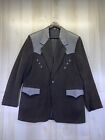 Vtg Pioneer Wear Brown Corduroy Gray Leather Western Mens Coat Size 46