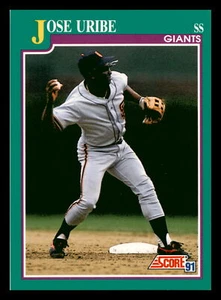 1991 Score Jose Uribe San Francisco Giants #628 Centered Mint - Picture 1 of 2