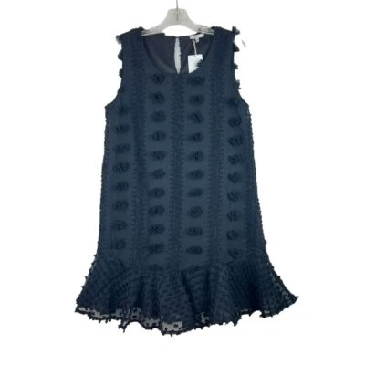 JODIFL 全新带标签黑色晚会鸡尾酒无袖荷叶边圆点连衣裙,尺寸 M — 第 1/4 张图片