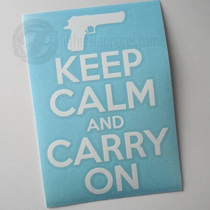 Calcomanía KEEP CALM AND CARRY ON Pegatina profesional derechos de arma pistola 2da enmienda pistola NRA - Imagen 1 de 5