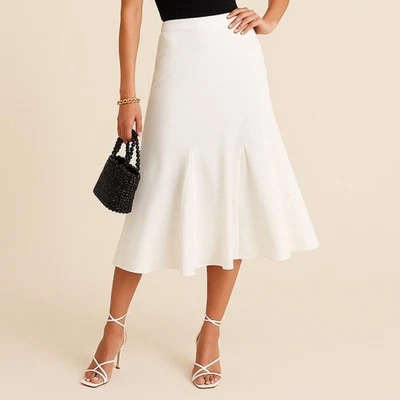 Falda sin Mangas J Crew Nueva Con Etiquetas Alta Gwyneth Dobladillo Volantes en Lino Talla Alta Mediana Blanca Foto 1 de 4