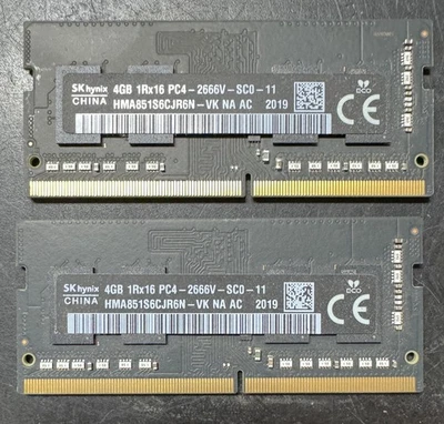SK HYNIX 4GB 1Rx 16 PC4 DRAM 2666MHz LOTE DE 2 (8GB TOTAL) Foto 1 de 2