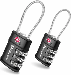 2 Pack TSA Approved Luggage Locks, Combination Travel Cable Lock, 3-Digit Waterp - Picture 1 of 12