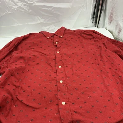 Camisa Chaps Franela Algodón Manga Larga Rojo Laboratorio Perro Navidad Hombres 2XLT 2XL Alta Foto 1 de 4