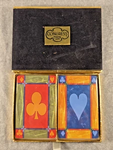 Juego de 2 barajas vintage de cartas selladas congress Pinochle diseño de moda años 60 - Imagen 1 de 10