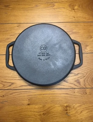12” Cast Iron Metal Skillet Frying Fry Grill Pan Vintage Style Cookware Decor - Image 1 of 4