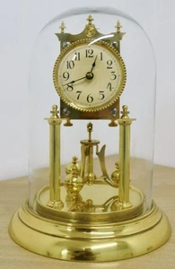Stunning Antique German JUF 400 Day Anniversary Brass Torsion Mantle Clock - Picture 1 of 24