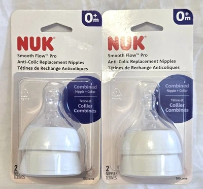 Nuevo Lote 2 Paquetes NUK Smooth Flow Pro Pezones de Repuesto Anti Cólicos 0+m Foto 1 de 2