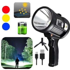 1000000Lumens Solar Spotlight LED Searchlight Flashlight Rechargeable Work Light - Picture 1 of 11