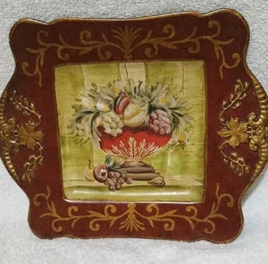 Toyo Raymond Waites Decorative Only Ceramic Tray Brown Fruit In Bowl 10X8 Square - Picture 1 of 12