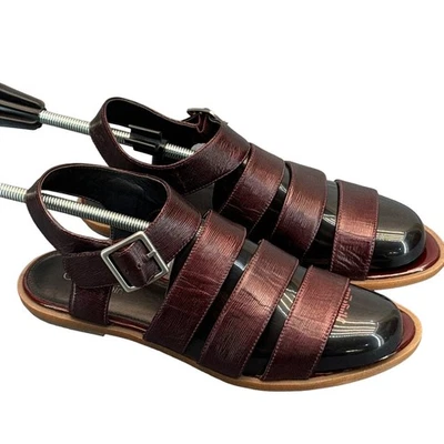 Calvin Klein Roman Gladiator Burgundy Strappy Ankle Buckle Sandal Women 8 - Image 1 of 4