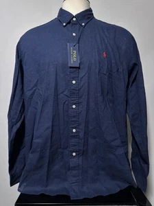 Polo Ralph Lauren Men's 2XL Classic Fit Navy Linen Cotton Long Sleeve Shirt XXL - Picture 1 of 8