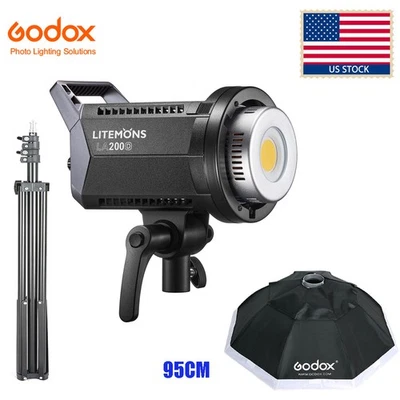 Luz de vídeo contínua US Godox Litemons LA200D 230W +95cm softbox + suporte 2M - Imagem 1 de 4