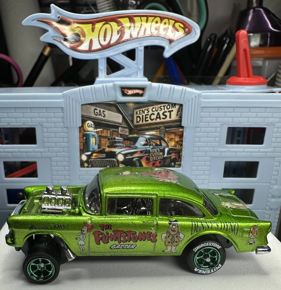 Chevy Bel Air Gasser 2012 Hot Wheels '55 "The Flintstones" verde caramelo+ *personalizado* Foto 1 de 4