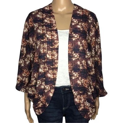 Cárdigan Kimono Boho Abierto Estampado Floral Ecote Talla Pequeña Foto 1 de 4