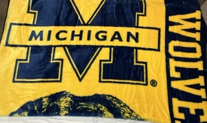 Michigan Wolverines Fleece Blanket Throw Fleece 62”x48” Thick Warm - Picture 1 of 4